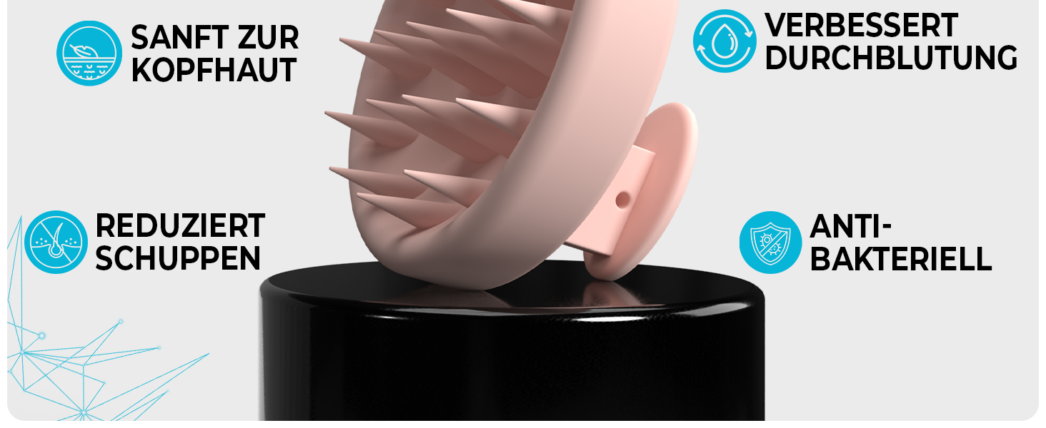 Deine Vorteile von der Kopfhautmassage Bürste - Sanft zur Kopfhaut, Verbessert Durchblutung, Reduziert Schuppen und Antibakteriell