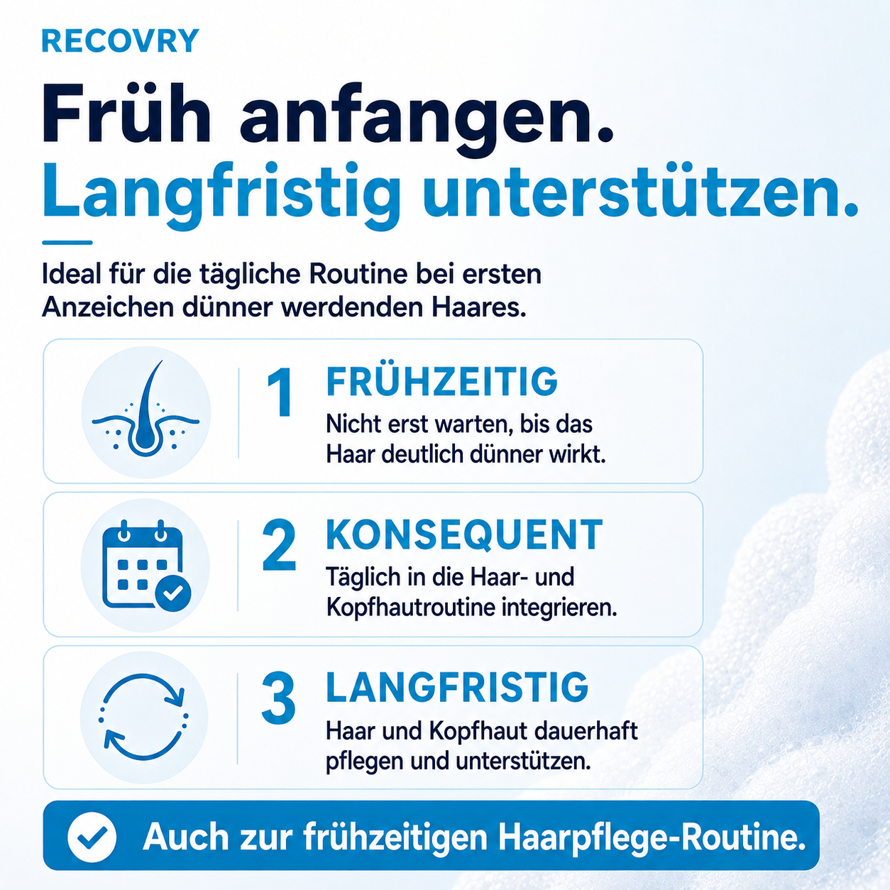 RECOVRY Schaum für Männer – früh anfangen und langfristig unterstützen