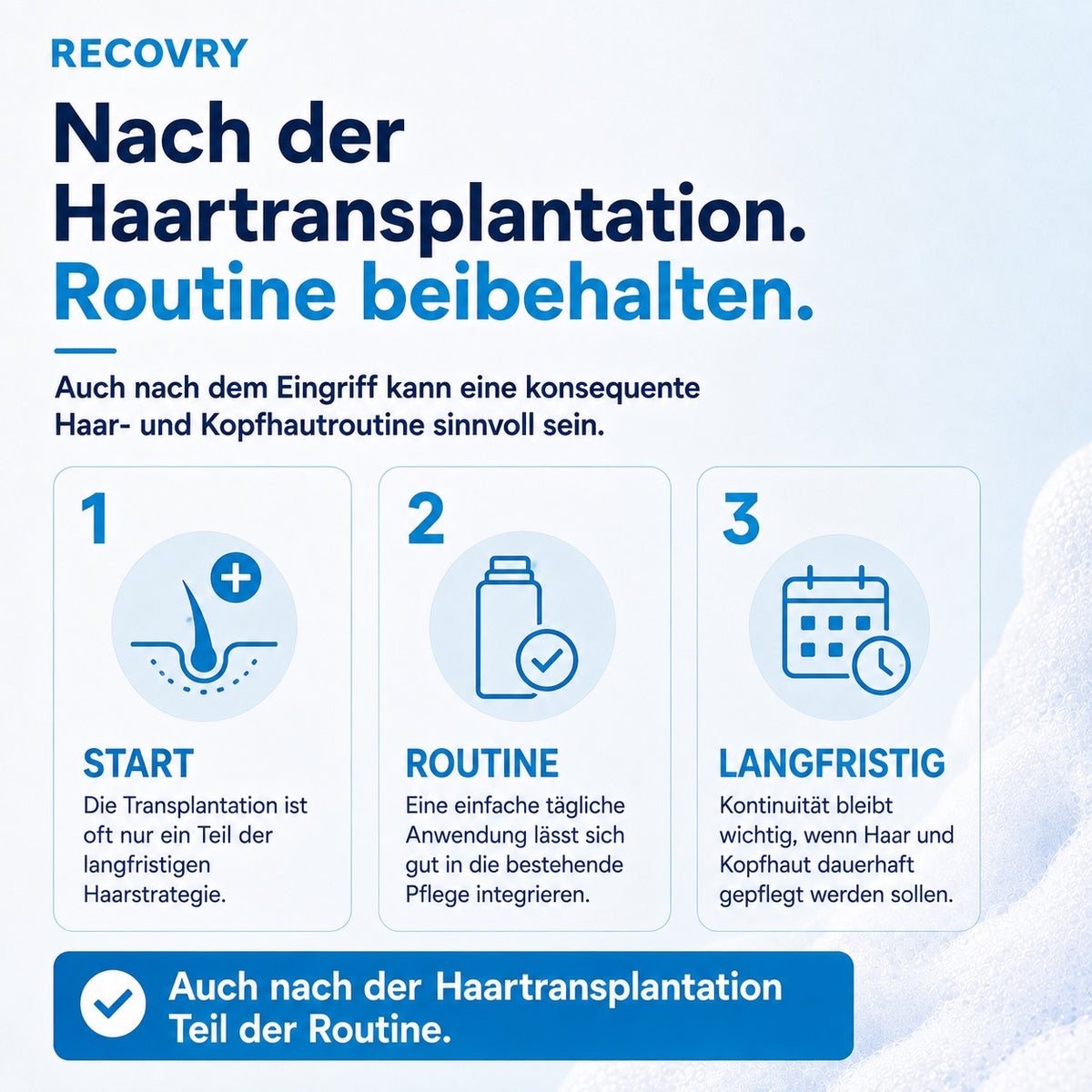 RECOVRY Schaum für Männer – nach der Haartransplantation Routine beibehalten