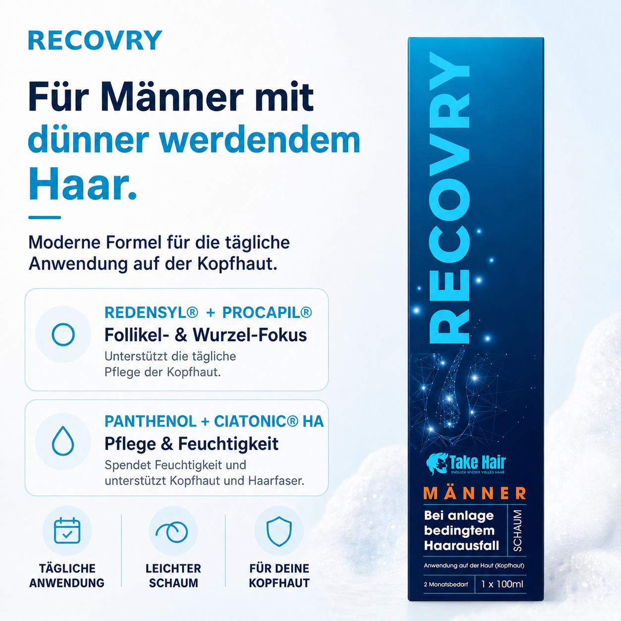 RECOVRY Schaum für Männer – für Männer mit dünner werdendem Haar