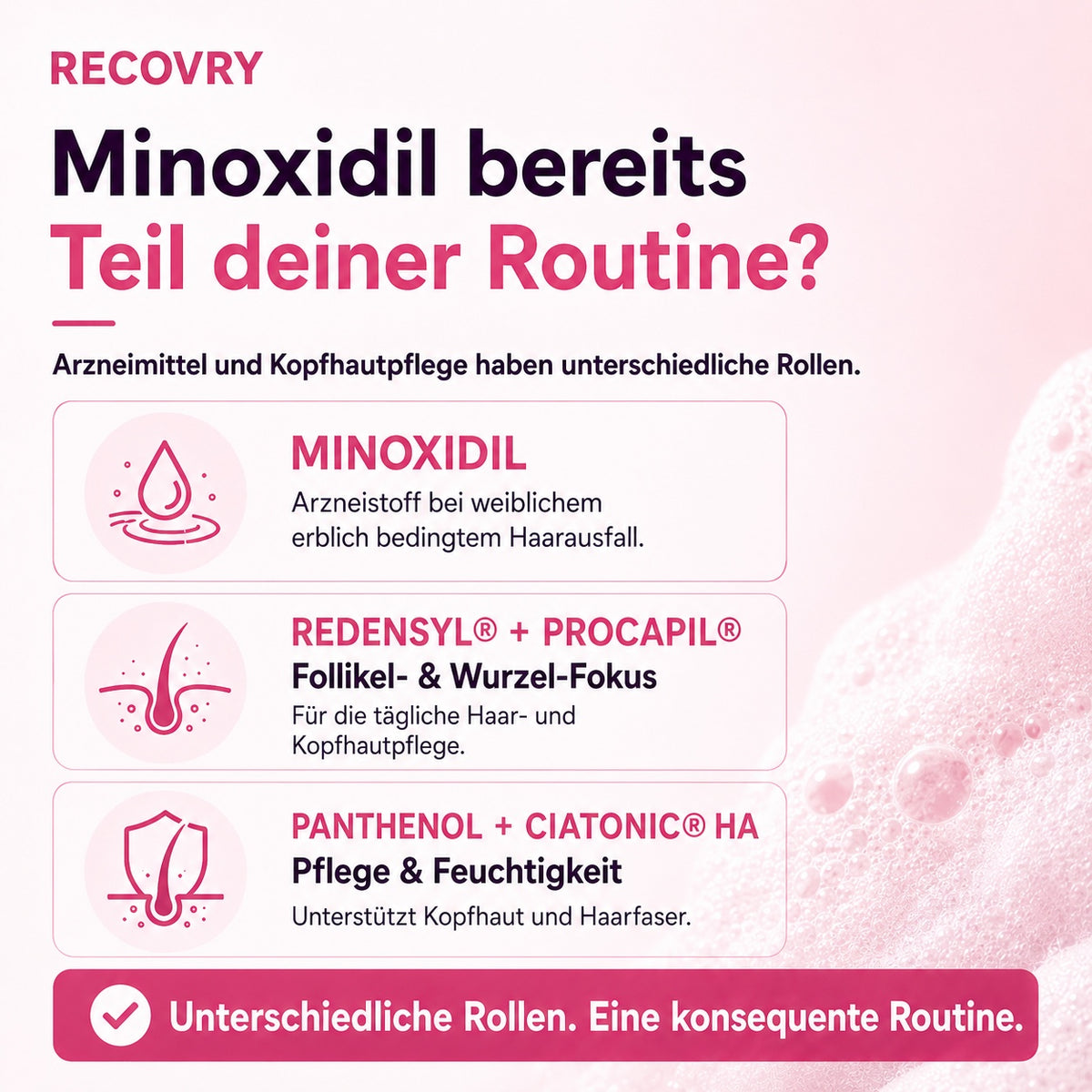 RECOVRY Schaum für Frauen – Minoxidil als Teil der Routine