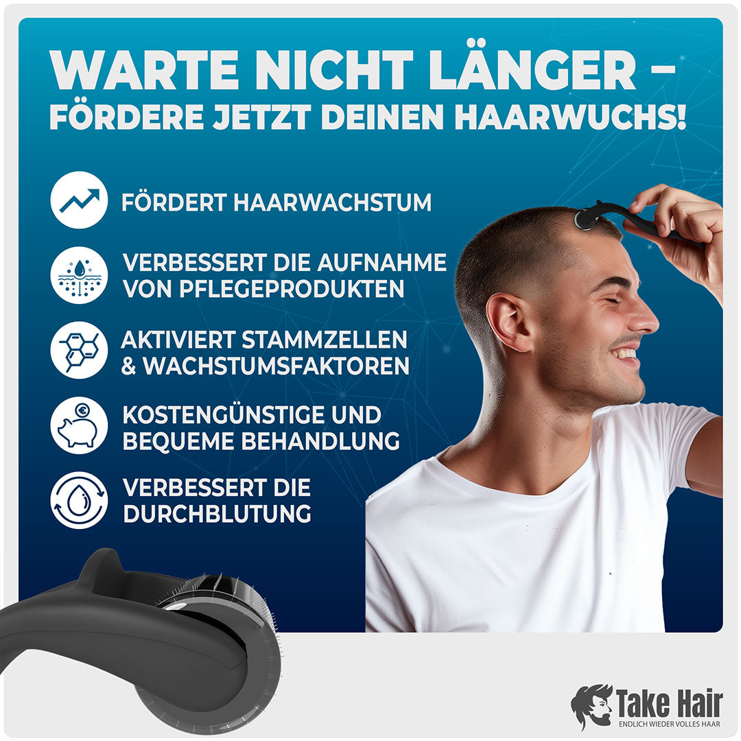 RECOVRY Dermaroller Männer mit 192 Edelstahl Nadeln