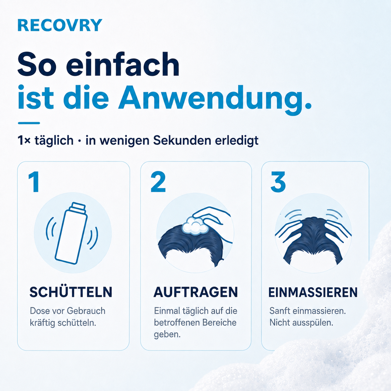 RECOVRY Schaum für Männer – so einfach ist die Anwendung